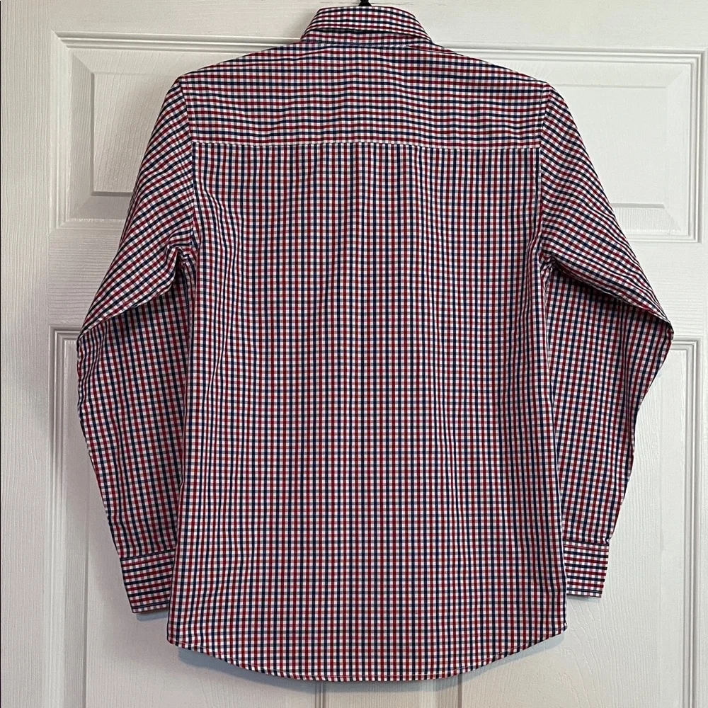 Tommy Hilfiger Boys Red Blue Gingham Dress Shirt - Long Sleeve Size 14